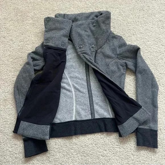 Lululemon Karmacollected Jacket Sweater Heathered Speckled Gray Black 6 W4F16S - Picture 9 of 16